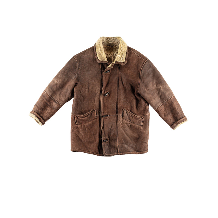 Vintage 80's Men Sheepskin Coat in BrownVN471