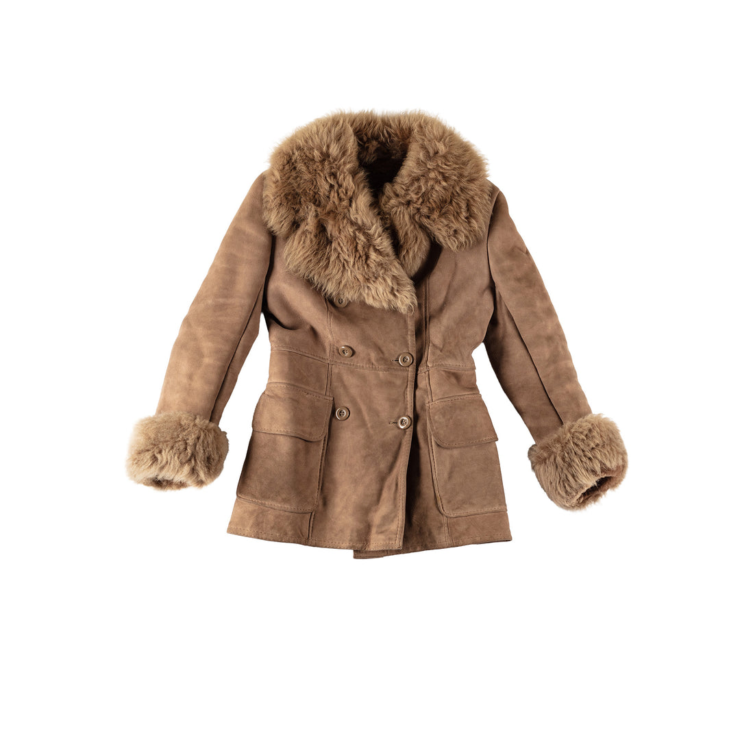 Vintage 70's Women Sheepskin Coat in BrownMN593