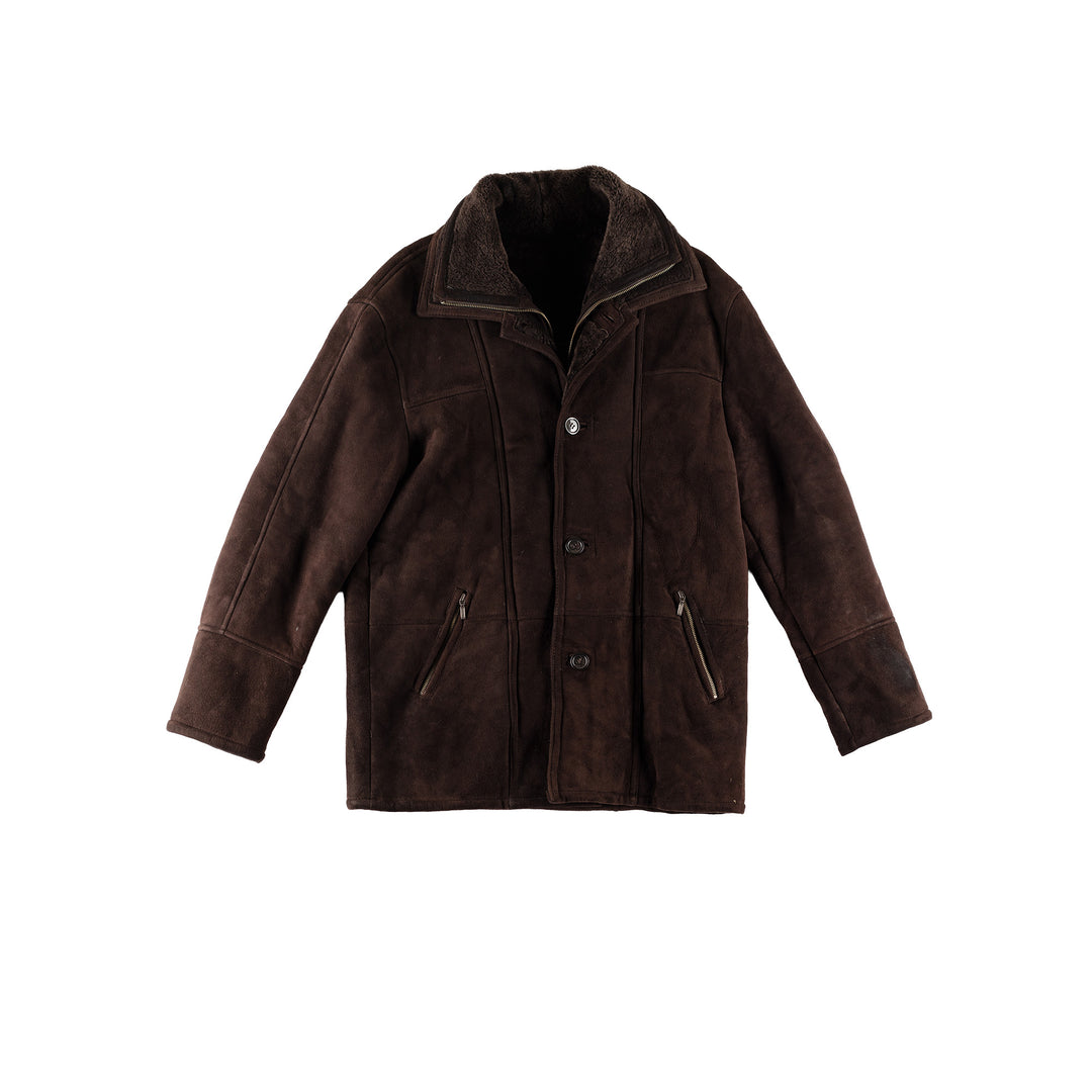 Vintage 80's Men Sheepskin Coat in BrownVN779