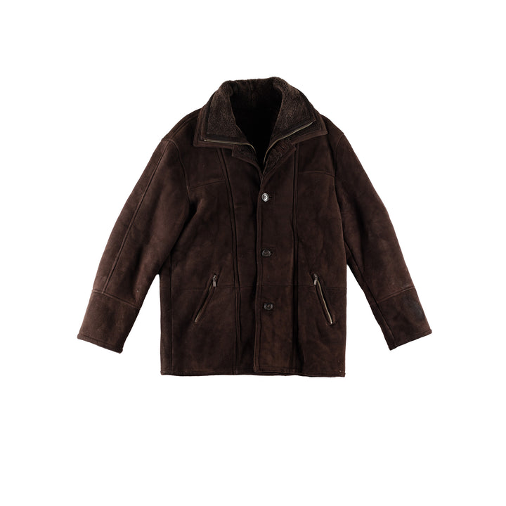 Vintage 80's Men Sheepskin Coat in BrownVN779