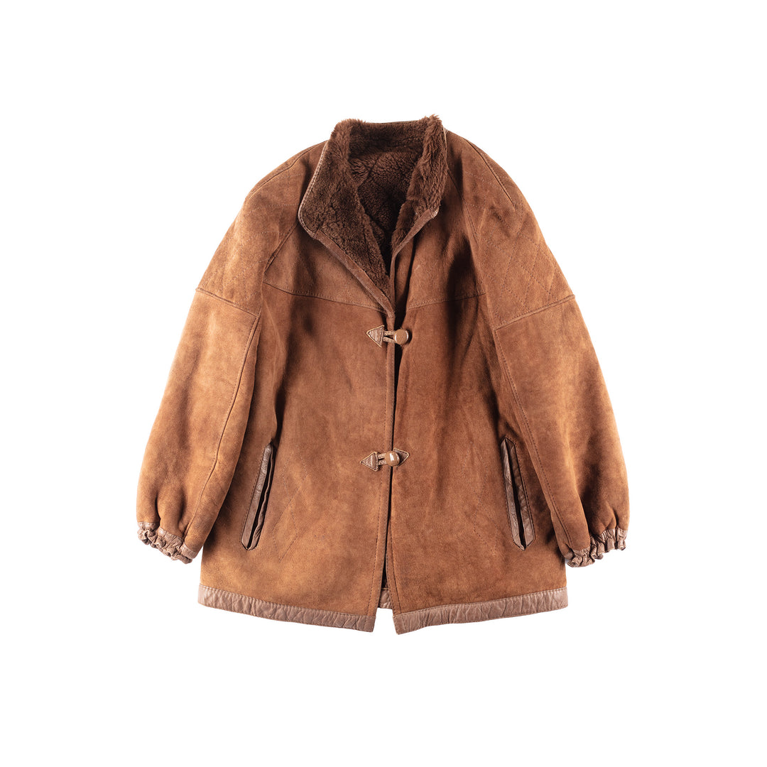 Vintage 80's Women Sheepskin Coat in Brown