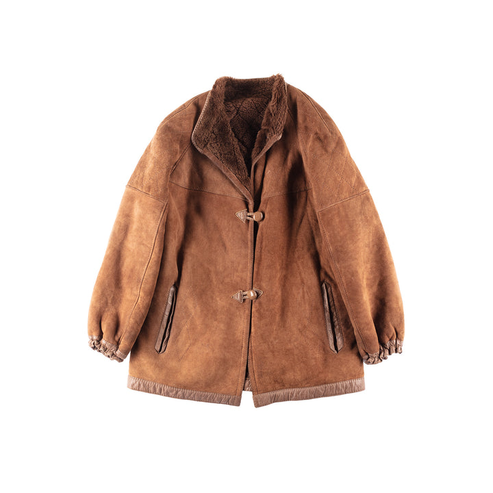 Vintage 80's Women Sheepskin Coat in Brown