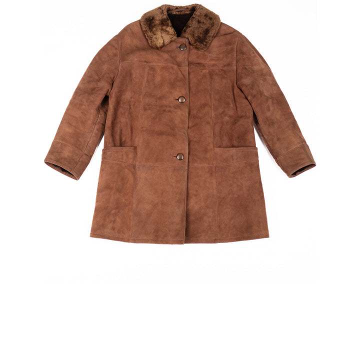 Vintage 60's Women Sheepskin Coat in Brown