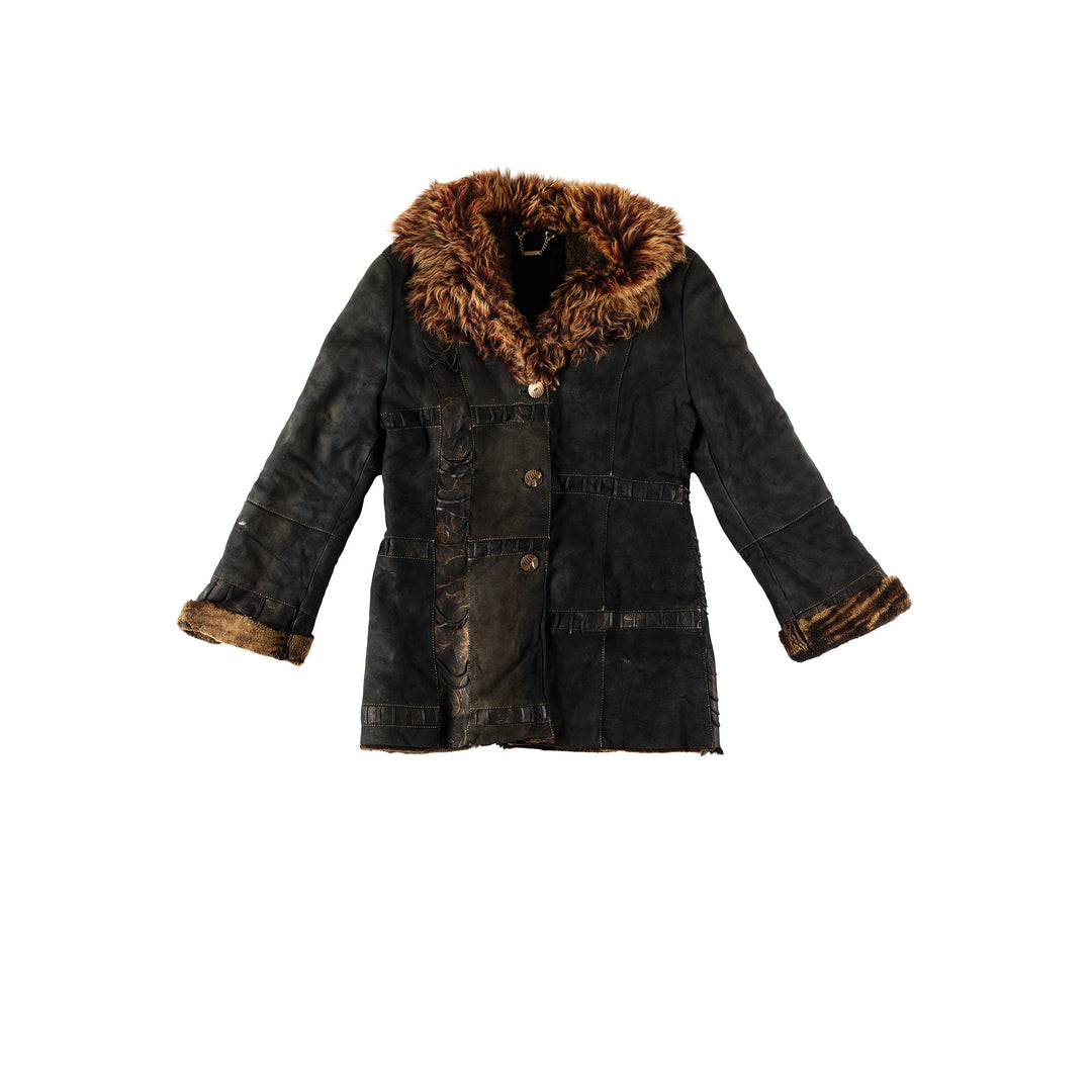 Vintage 70's Women Sheepskin Coat in BlackMN630