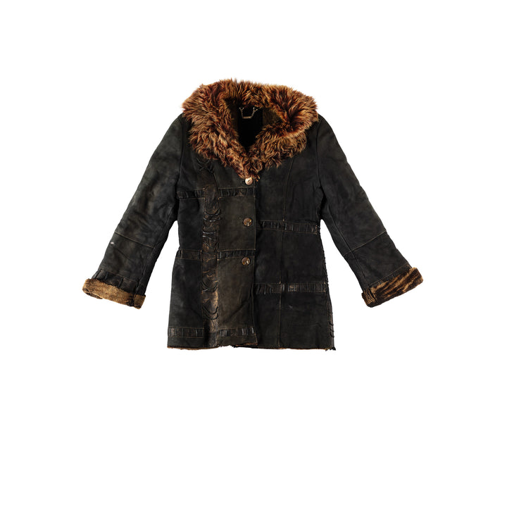 Vintage 70's Women Sheepskin Coat in BlackMN630