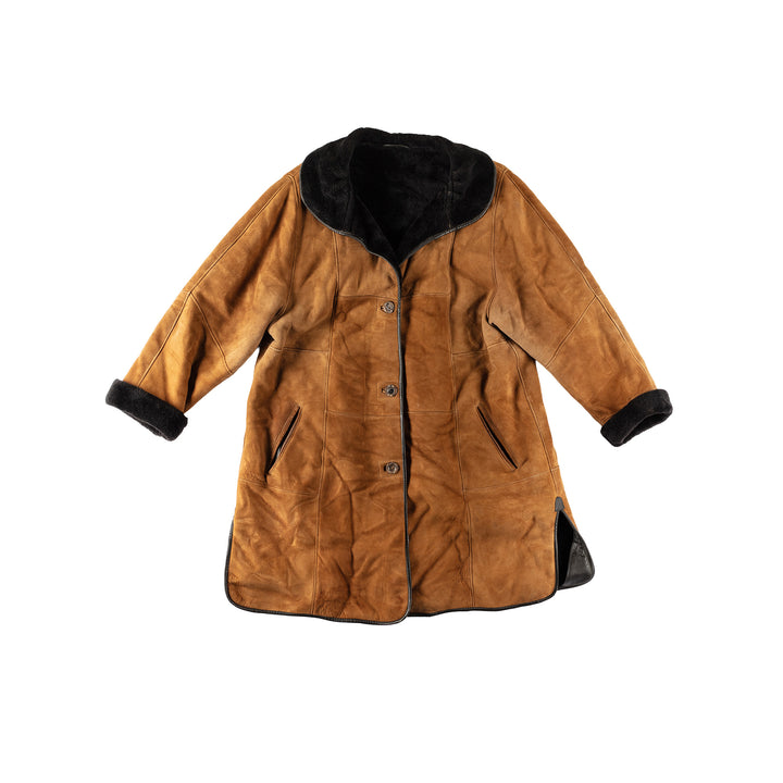 Vintage 80's Women Sheepskin Coat in BrownMN574