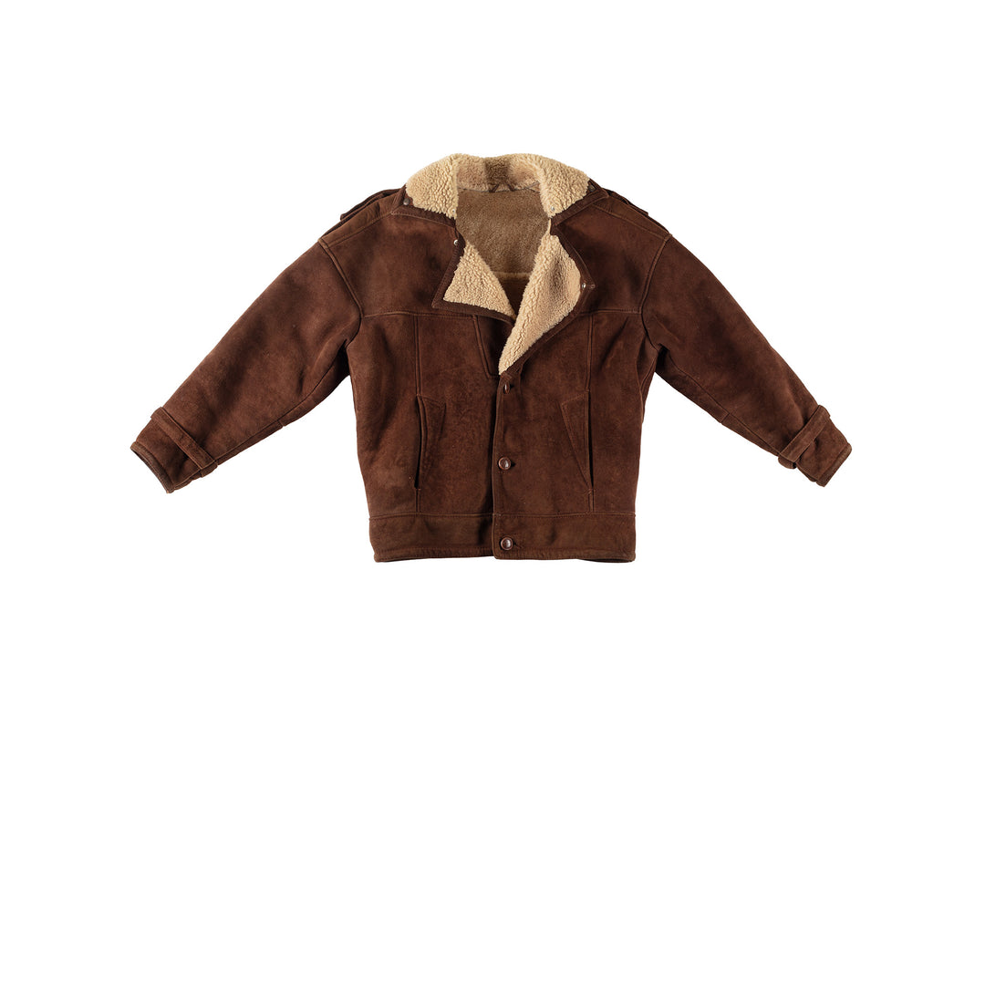 Vintage 80's Men Sheepskin Coat in BrownVN290