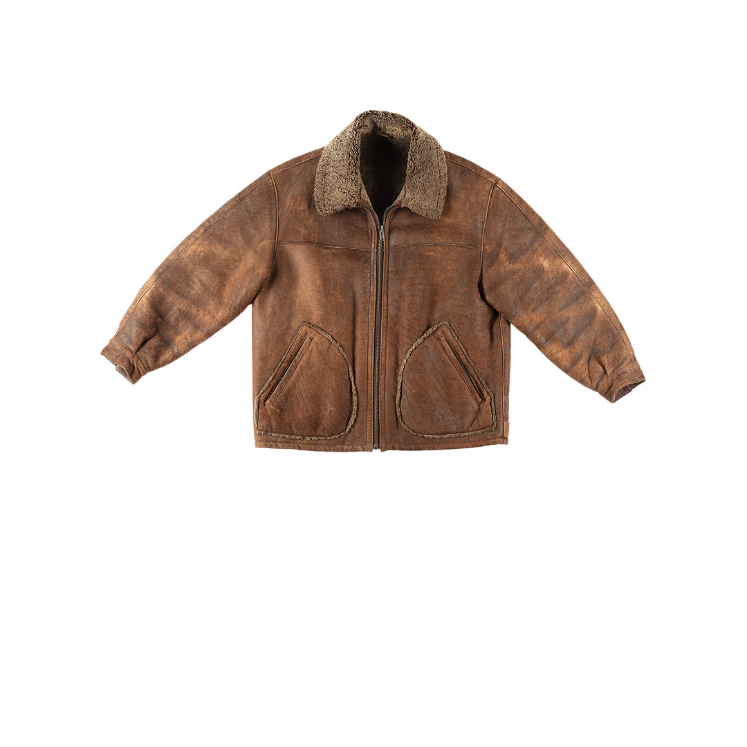 Vintage 80's Men Sheepskin Coat in BrownVN281