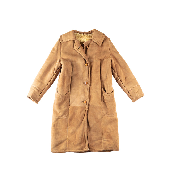 Vintage 80's Women Sheepskin Coat in BrownMN304