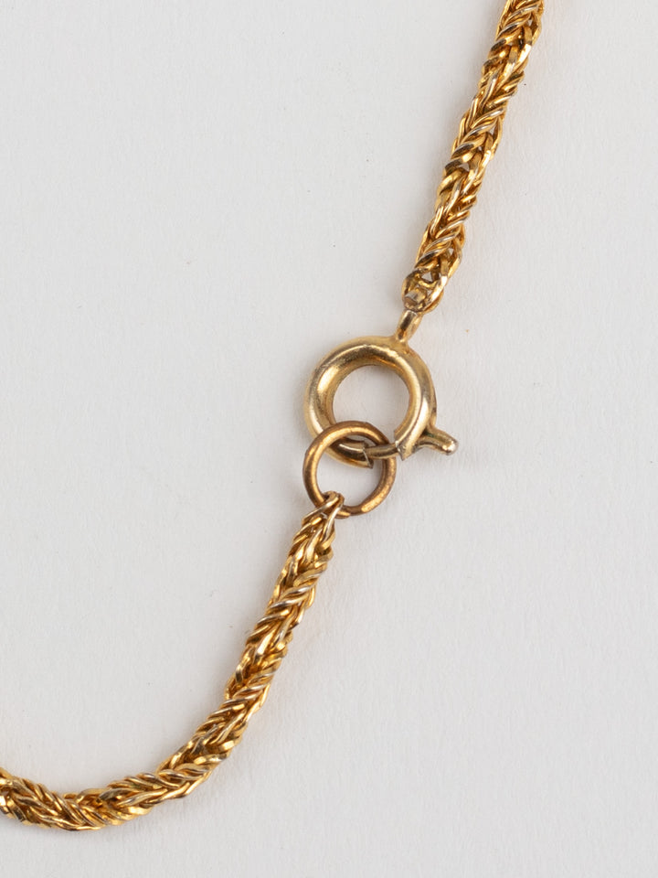 Vintage 60s Gold-Tone Necklace with Large Faceted Glass Pendant