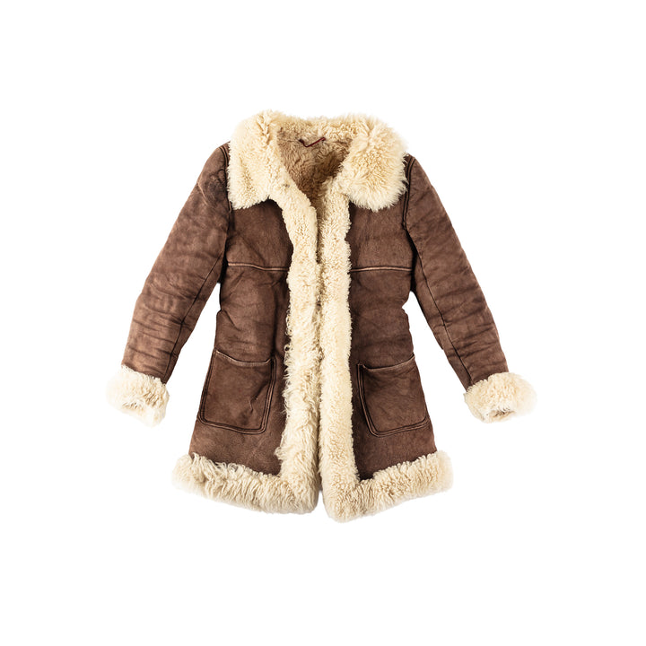 Vintage 70's Women Sheepskin Coat in BrownMN303