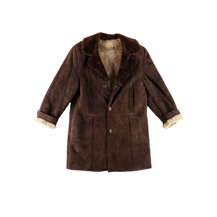 Vintage 80's Men Sheepskin Coat in BrownVN708