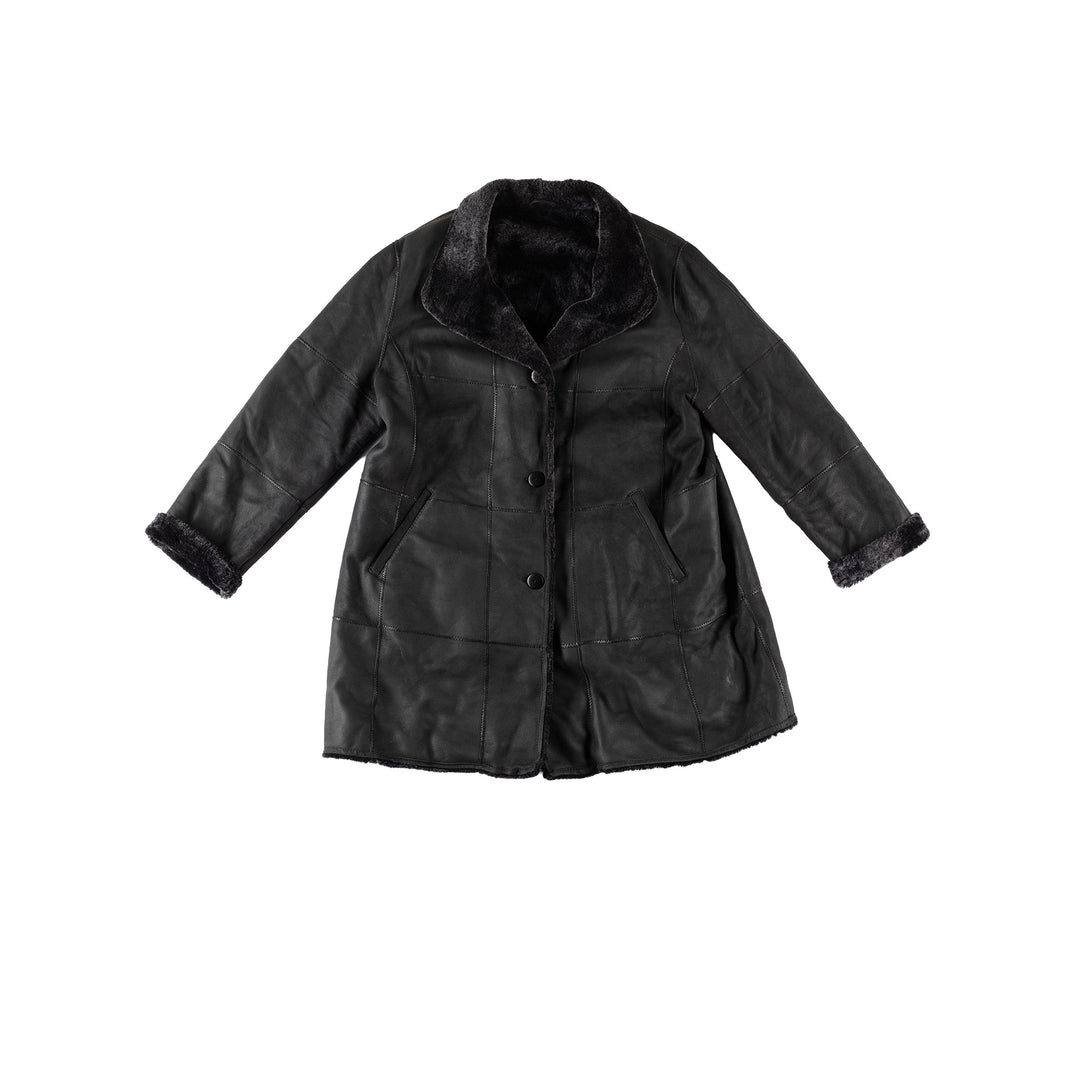 Vintage 80's Women Sheepskin Coat in BlueMN596