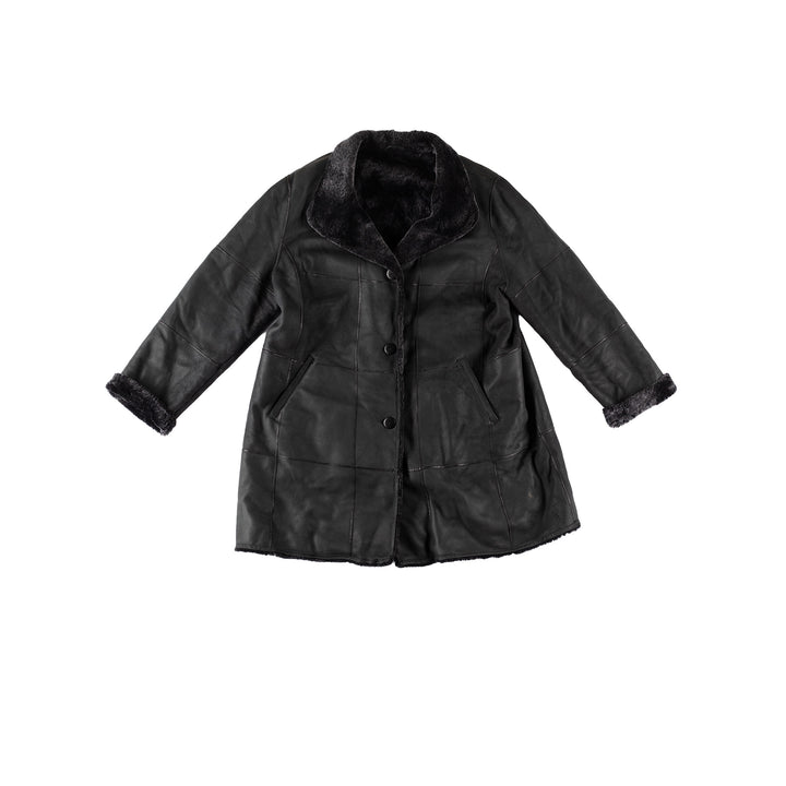 Vintage 80's Women Sheepskin Coat in BlueMN596