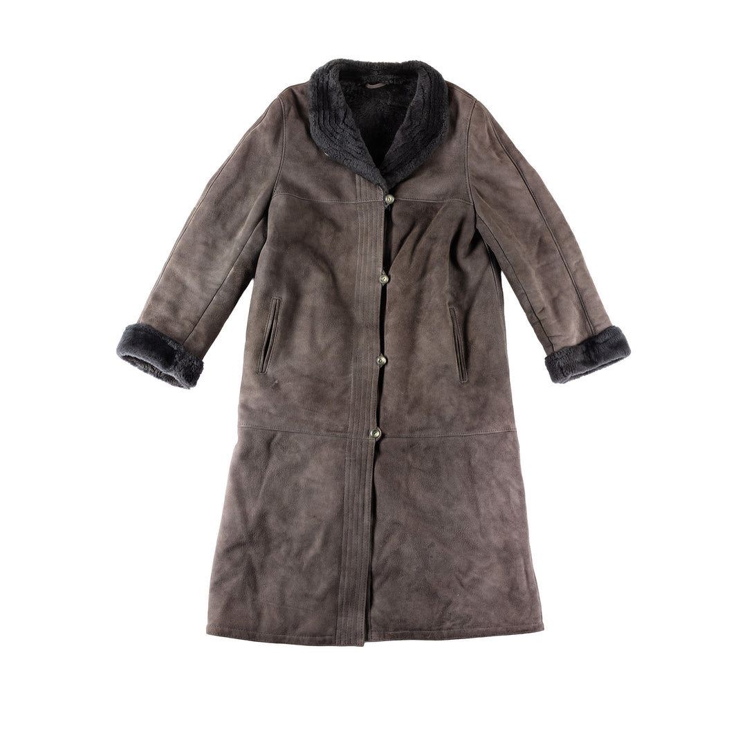 Vintage 70's Women Sheepskin Coat in GrayMN547