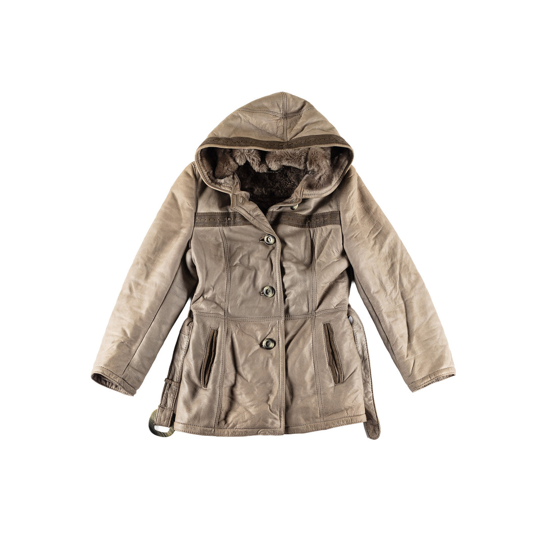 Vintage 70's Women Sheepskin Coat in GrayMN482