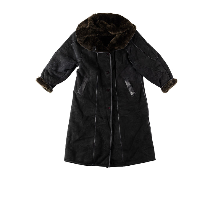 Vintage 80's Women Sheepskin Coat in BlackMN551