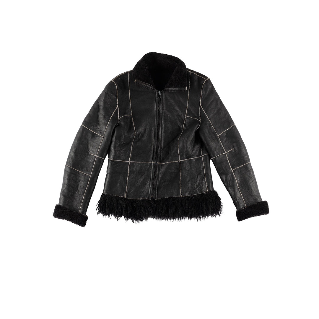 Vintage 70's Women Sheepskin Jacket in BlackMN615