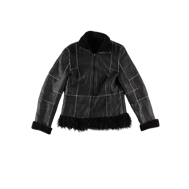 Vintage 70's Women Sheepskin Jacket in BlackMN615