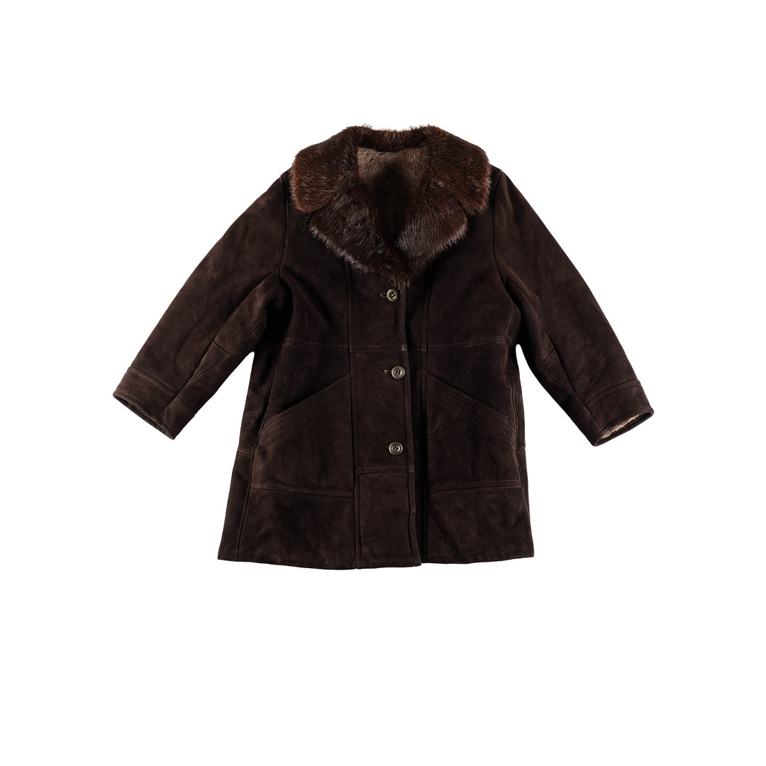 Vintage 80's Women Sheepskin Coat in BrownMN492