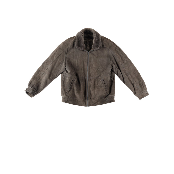 Vintage 90's Men Faux Sheepskin Jacket in GrayVN283