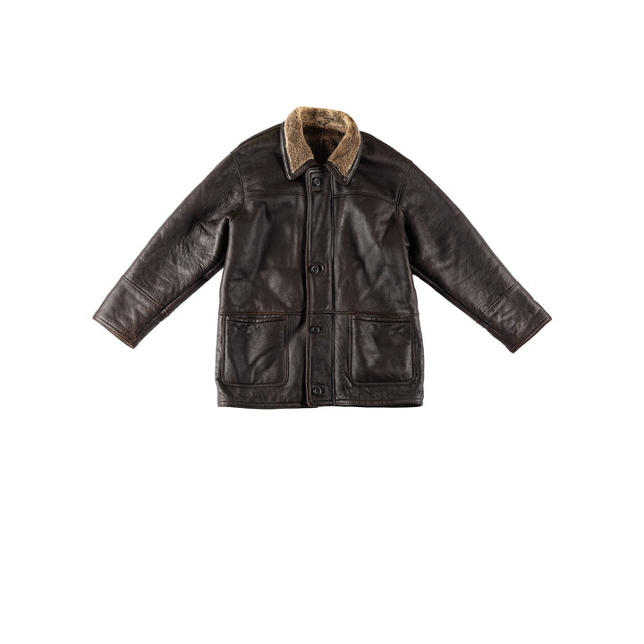 Vintage 80's Men Sheepskin Coat in BrownVN422