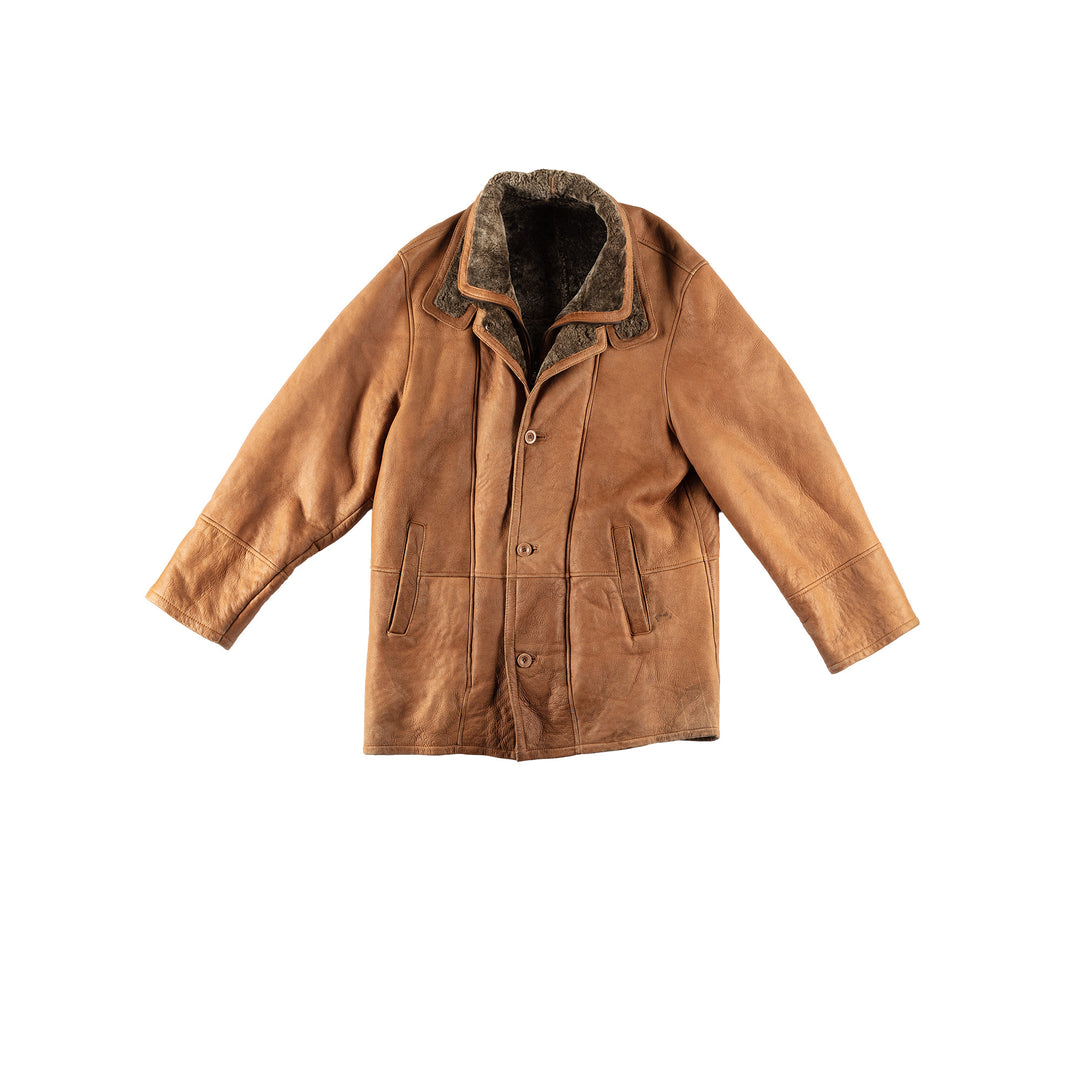Vintage 80's Men Sheepskin Coat in BrownVN597