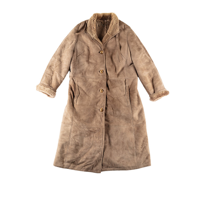 Vintage 80's Women Sheepskin Coat in BeigeMN641