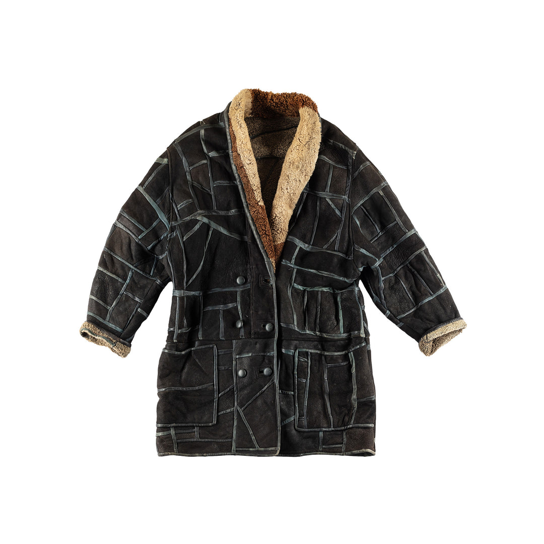 Vintage 80's Women Sheepskin Coat in BlackMN483
