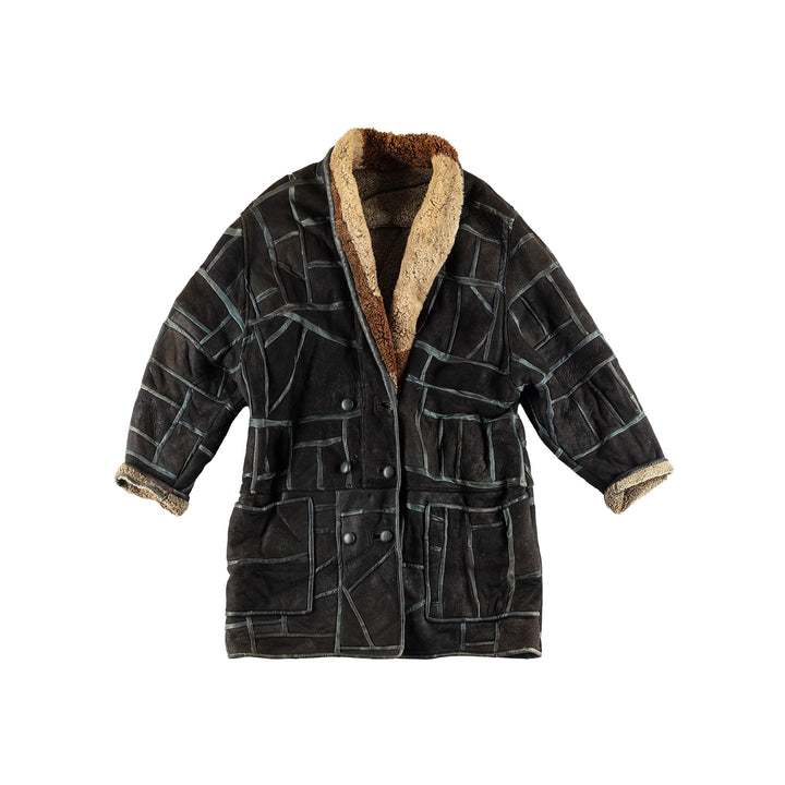 Vintage 80's Women Sheepskin Coat in BlackMN483
