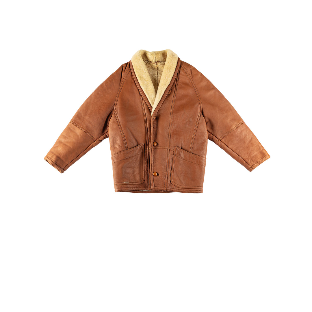 Vintage 80's Men Sheepskin Coat in BrownVN683