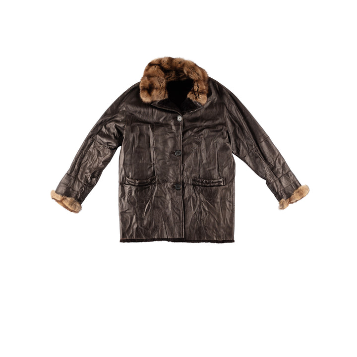 Vintage 80's Women Sheepskin Coat in BrownMN632