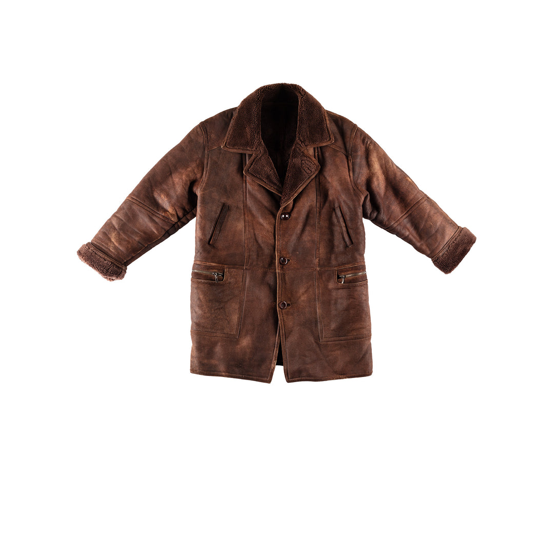 Vintage 80's Men Faux Sheepskin Coat in BrownVN780