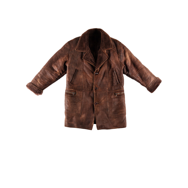 Vintage 80's Men Faux Sheepskin Coat in BrownVN780