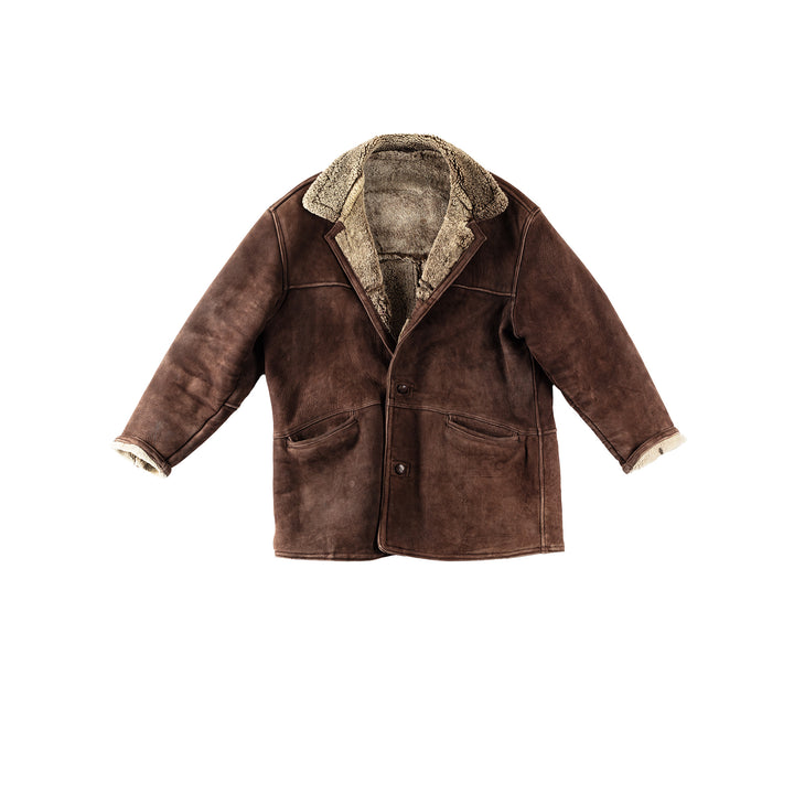 Vintage 80's Men Sheepskin Coat in BrownVN368
