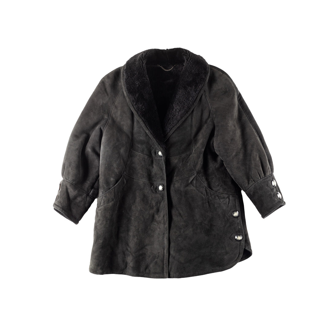 Vintage 90's Women Sheepskin Coat in Black