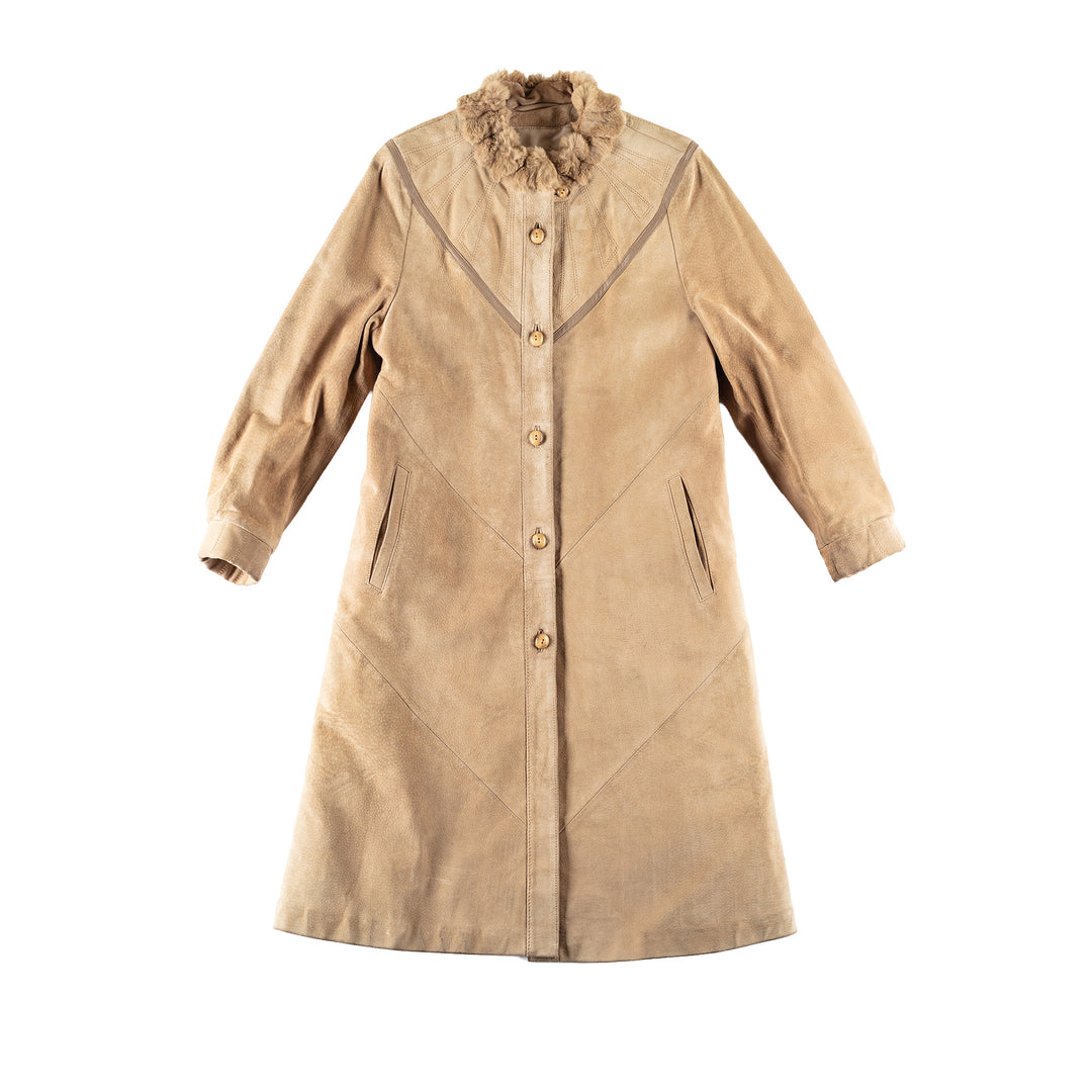 Vintage 70's Women Suede Coat in BeigeMN813