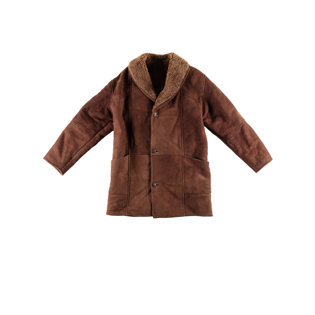 Vintage 80's Men Sheepskin Coat in BrownVN438