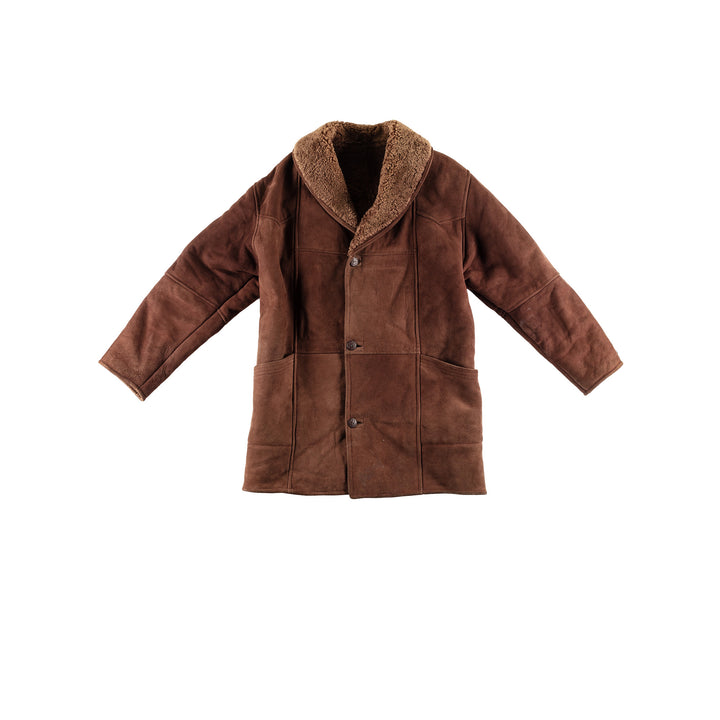 Vintage 80's Men Sheepskin Coat in BrownVN438