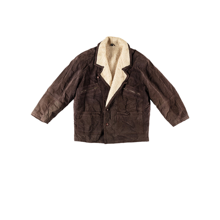 Vintage 80's Men Faux Sheepskin Coat in BrownVN572