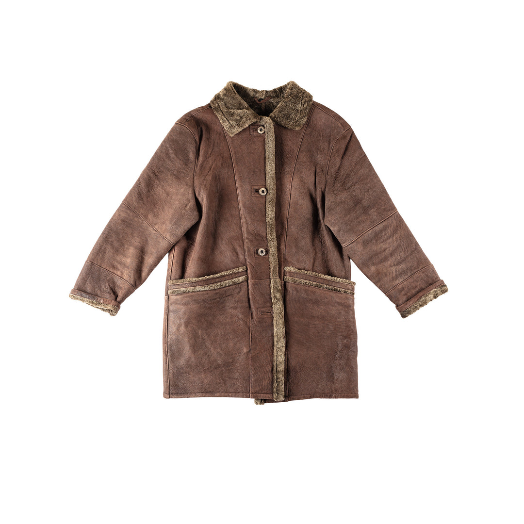 Vintage 80's Women Sheepskin Coat in BrownMN371