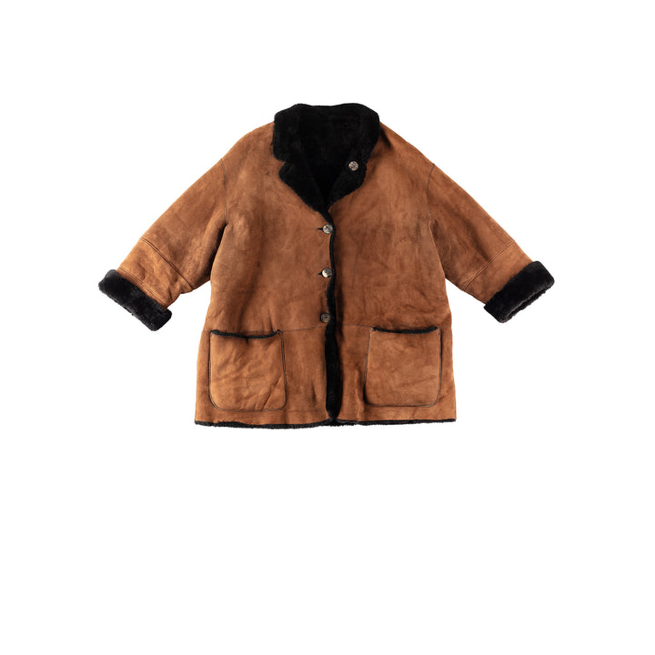 Vintage 80's Women Sheepskin Coat in BrownMN319