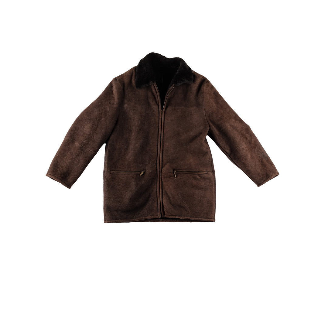 Vintage 80's Men Sheepskin Coat in BrownVN608