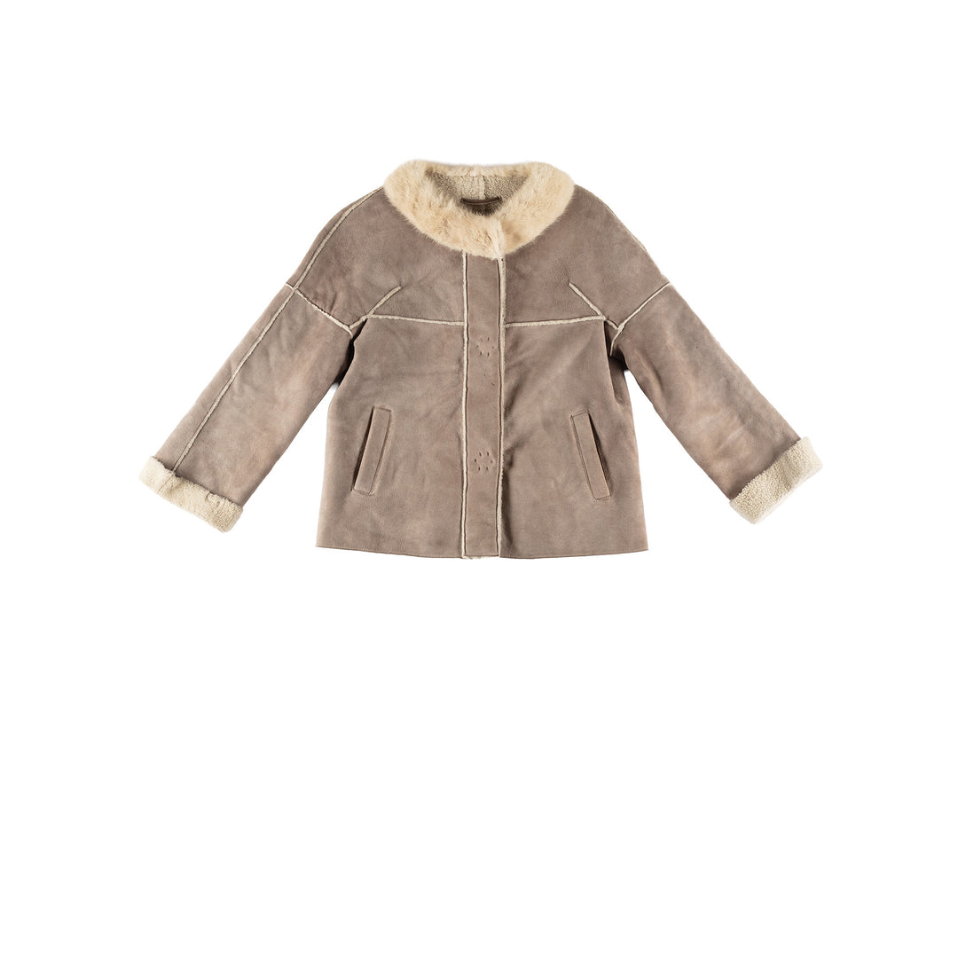 Vintage 70's Women Sheepskin Jacket in GrayMN359