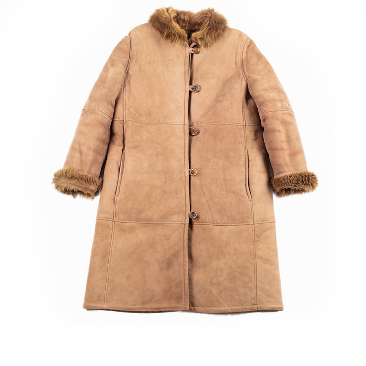 Vintage 70's Women Sheepskin Penny Lane Coat in Brown
