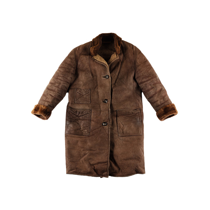 Vintage 90's Women Sheepskin Coat in BrownMN618