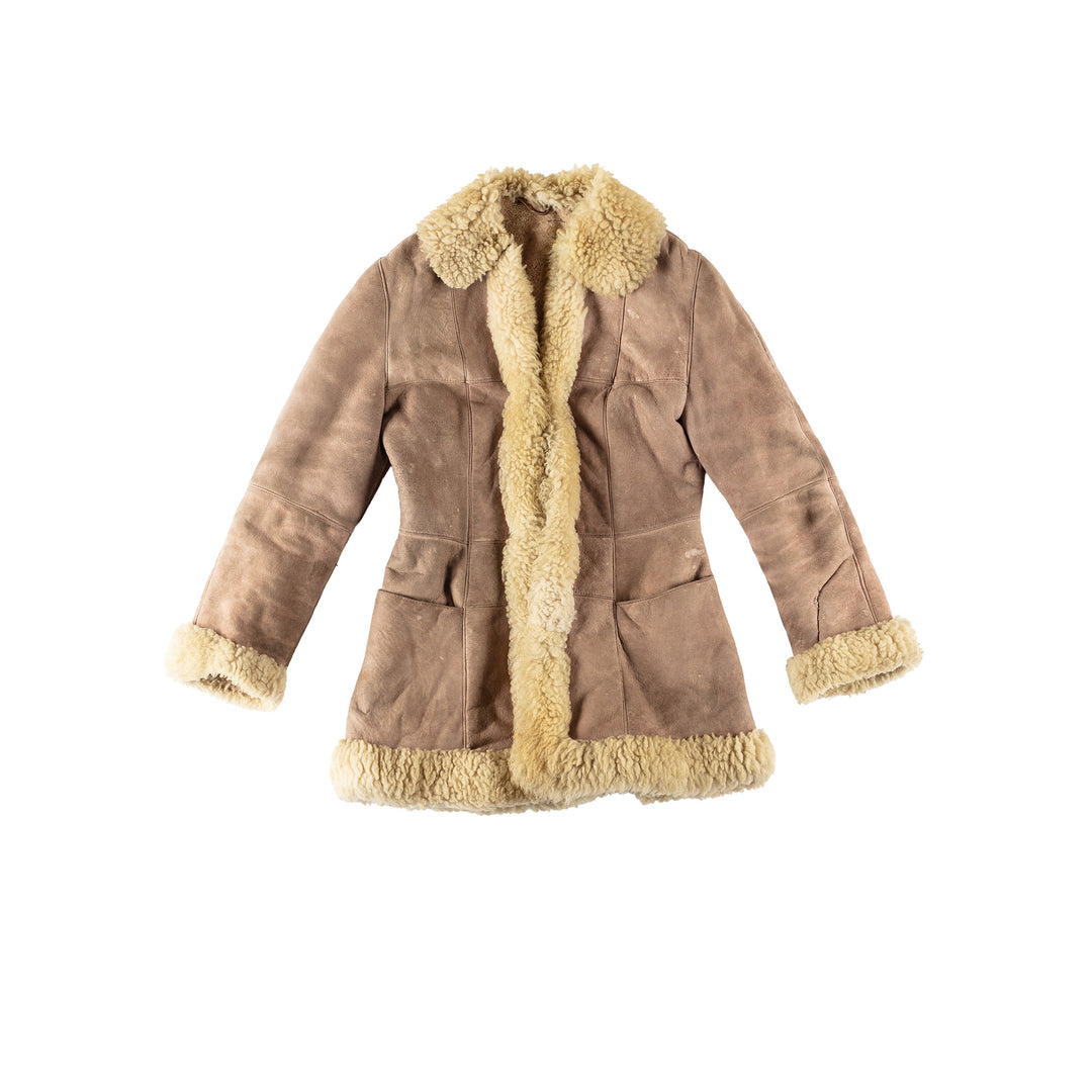 Vintage 70's Women Sheepskin Coat in BeigeMN728