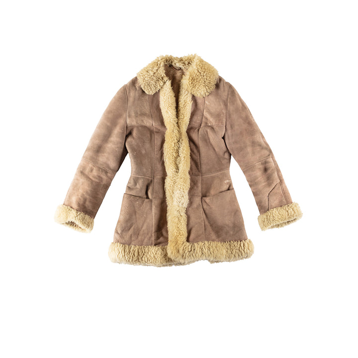 Vintage 70's Women Sheepskin Coat in BeigeMN728