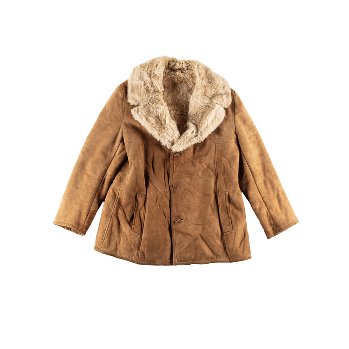 Vintage 80's Men Sheepskin Coat in BrownVN454