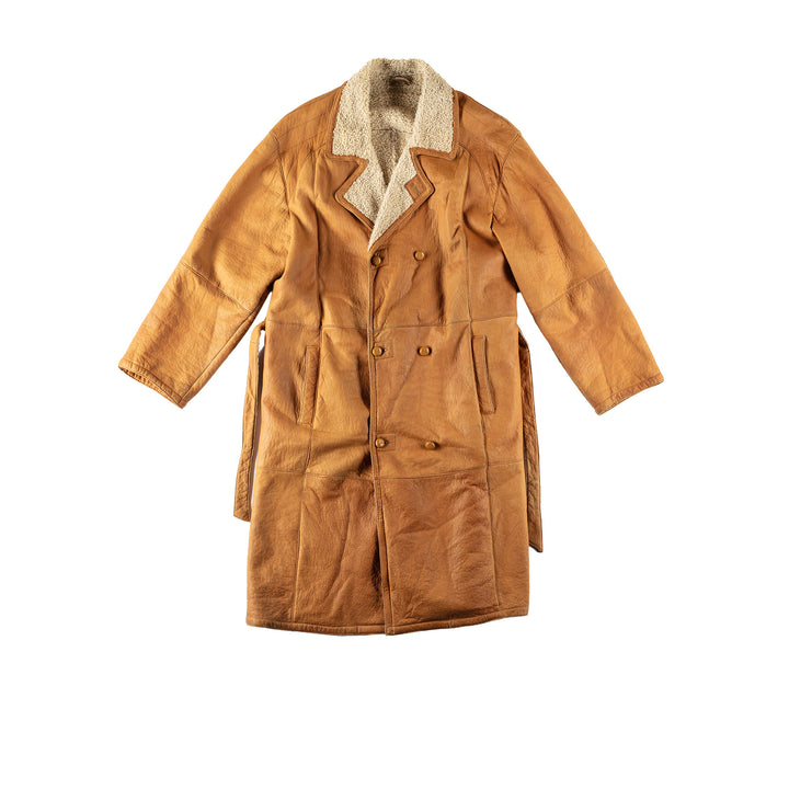Vintage 80's Men Sheepskin Coat in BrownVN531